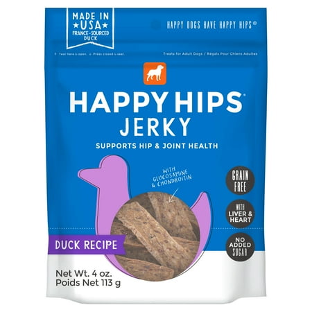 UPC: 0693804292544 | Happy Hips Healthy Grain-Free Jerky Meat Dog Treats – Duck – – 4 oz.