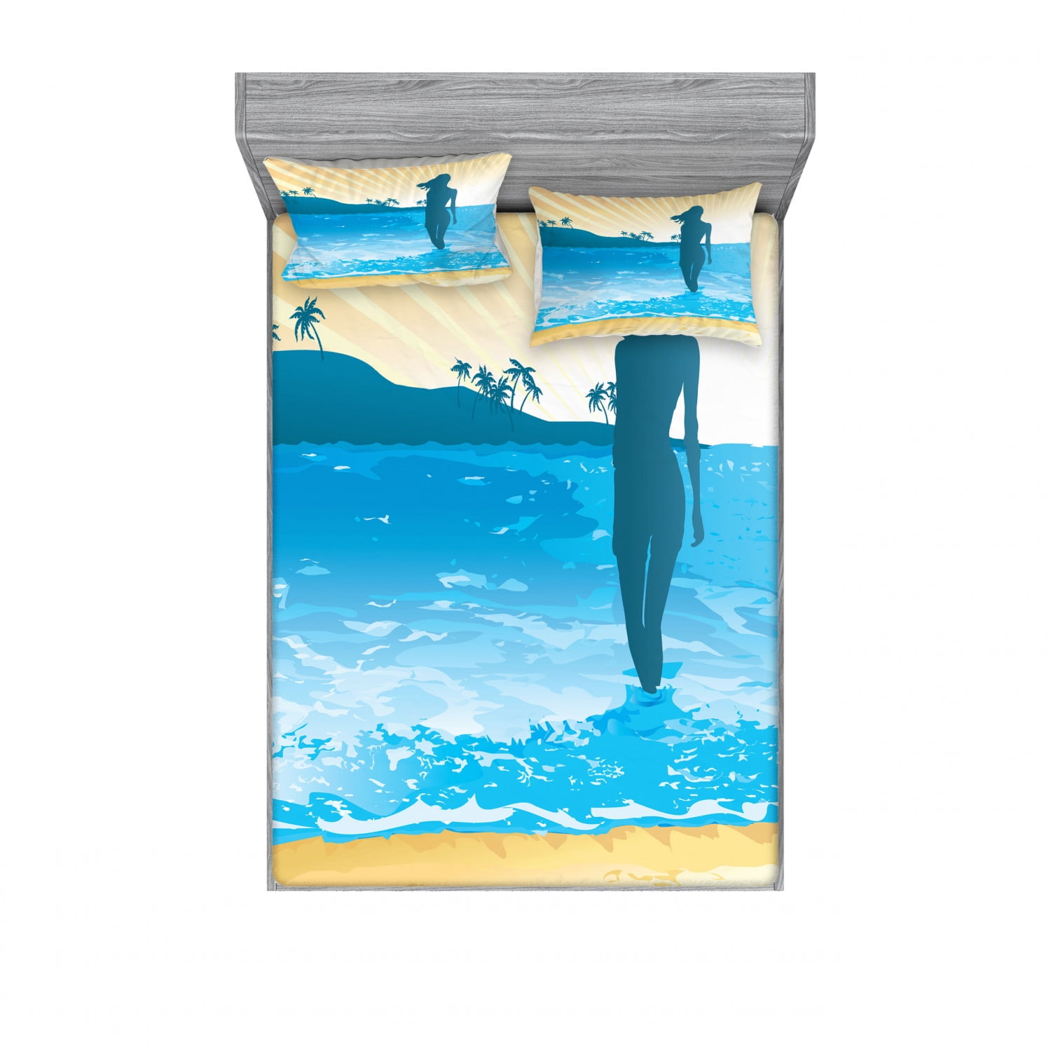 Beach Bedding Set with Sheet & Covers, Summer Vibes Girl ...