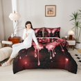 thumbnail image 4 of Homewish Romantic Butterfly Animal Full Size Comforter Sets, Red Sequin Print Bedding Comforter Set, Couple Anniversary Reversible Bedding Sets, Ultra Soft Bedroom Decor, 3-Piece, 4 of 8