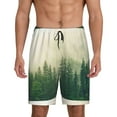 thumbnail image 2 of Picia Fog Forest Pajama Shorts for Men, Men's Pajama Bottoms, Sleepwear,Short Pajama Pants-X-Large, 2 of 9
