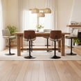 thumbnail image 5 of EOP Modern Upholstered Barstools Set of 6, Adjustable Height Counter Stools with Bentwood, Faux Leather Swivel Bar Stools with Metal Frame, Beige, 5 of 8