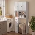 thumbnail image 3 of Over the Toilet Storage Cabinet , Aiho 70.3" H Bathroom Storage Cabinet Above Toilet with Adjustable Shelves & 5 Doors, Perfect for Bathroom, Laundry, White, 3 of 10
