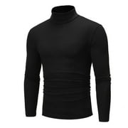 Beixinder Men's Casual Bottoming Shirt Monochrome Slim Turtleneck Sweater