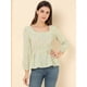 thumbnail image 3 of Blusa de Gasa Allegra K con Cinturón Y Estampado floral blanco XL, 3 of 6