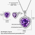 thumbnail image 5 of Purple Heart Women Jewelry Sets Amethyst February Birthstone Pendant Necklace Earrings Fine 925 Sterling Silver Christmas Birthday Mother's Day Gift, 5 of 9