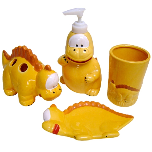 Dino Dinosaur 4pc Ceramic Bathroom Accessory Bath Set