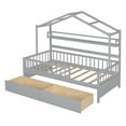 thumbnail image 5 of Kidkapers Grey Twin Size House Bed: Wood Playhouse Bed Frame with Roof Design, Storage Drawer, Shelves, Ideal for Kids, Teens, 5 of 5