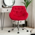 thumbnail image 4 of Gymax Chaise de Bureau Pivotante en Velours avec Accoudoirs Réglables Rouge, 4 of 10