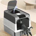 thumbnail image 2 of Tignapoo Large Enclosed Cat Litter Box with Drawer, Top Entry, Double Door Design, Odor-Free, Easy Clean, Durable PP Resin Material, Ideal for All Cats, Includes Litter Shovel, Space-Saving, Gray, 2 of 7
