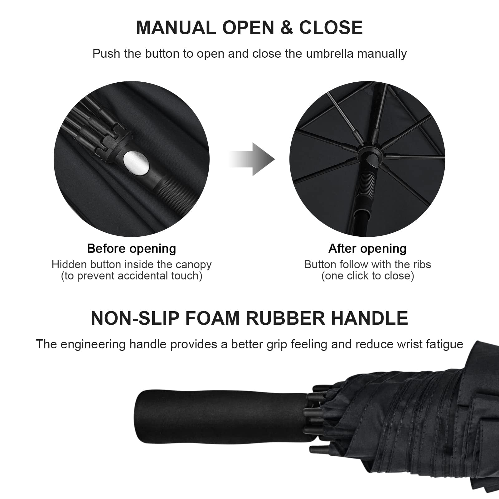 G4Free 80 Inch Huge Large Oversize Golf Umbrella Double Canopy Vented Windproof Stick Umbrellas, 6.6 Ft Heavy Duty for Outdoor Doorman Family
