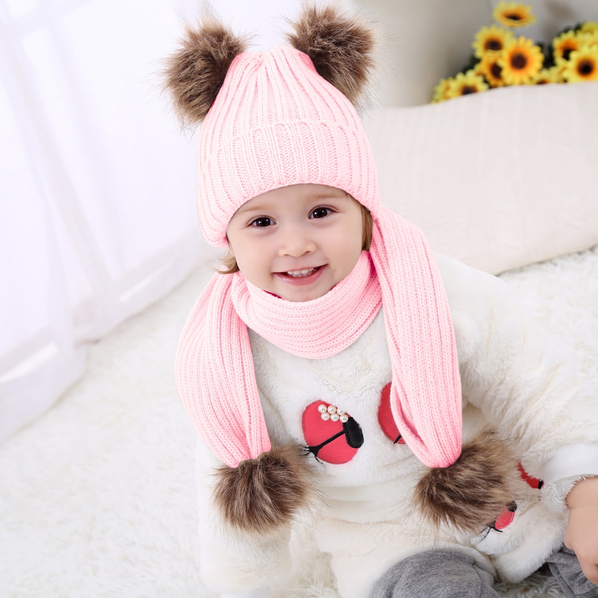Toddler Boy Girls Warm Winter Woolen Beanie Hat Newborn Baby Crochet Knit Cap