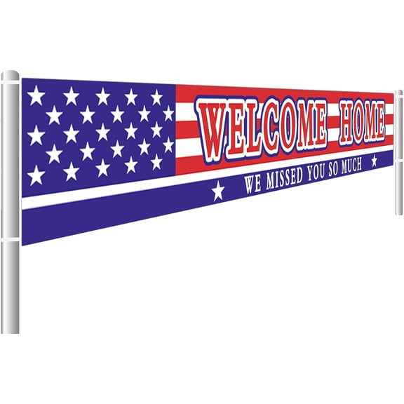 Large Welcome Home Banner, Deployment Returning Party Supplies Military Army Homecoming Party Decorations Sweet Home Decor (9.8 x 1.6 feet)