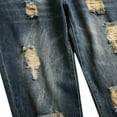 thumbnail image 2 of WREESH Men's Ripped Jeans Slim Fitting Destroyed Denim Pants Casual Cotton Straight Ripped Trousers Full Length Pants Dark Blue, 2 of 9