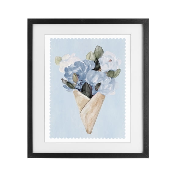 Stupell Industries French Country Blue Gift Bouquet Black Framed Print Under Glass, 13 x 16, by Lanie Loreth