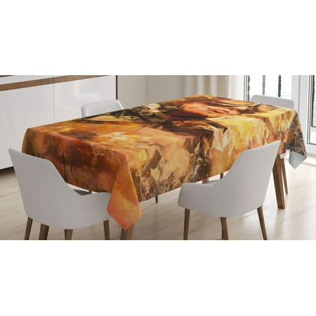 

Vintage Airplane Decor Tablecloth Abstract Portrait Male Pilot with Fighter Plane Pastel Dramatic Sky Rectangular Table Cover for Dining Room Kitchen 60 X 90 Inches Multicolor by Ambesonne