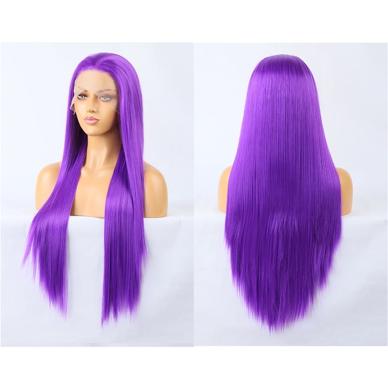 ?24” PURPLE NATURAL STRAIGHT LACE FRONT WIG?NWT* Amazon.com : Maycaur Purple Lace Front Wigs Long Straight  main image 2