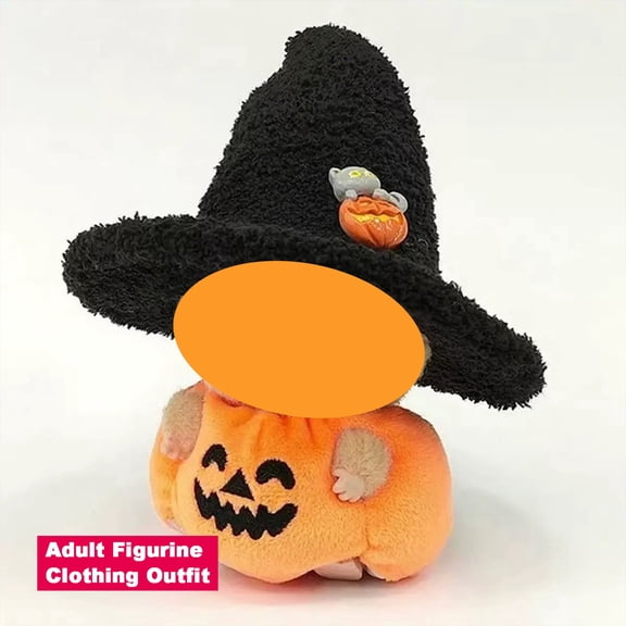 Halloween Pumpkin Witch Plush Outfit Set with Shoes, 3-Piece Jack-O'-Lantern Costume for 10-15cm Blind Box Dolls, Collectible Figure Dress-Up Clothes for Holiday Display