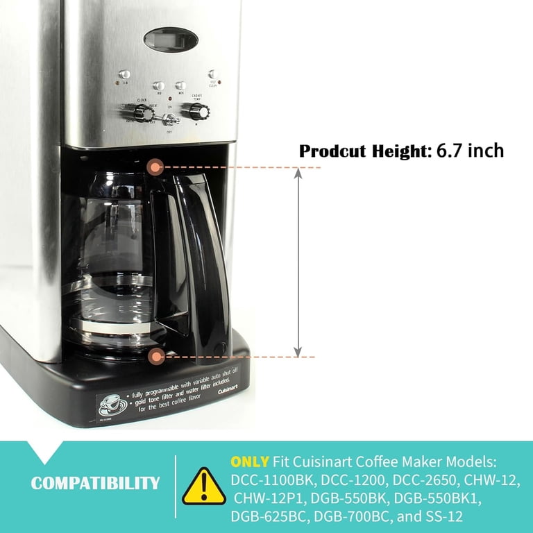 Replacement 12-Cup Glass Carafe, Compatible With Cuisinart Coffee Maker