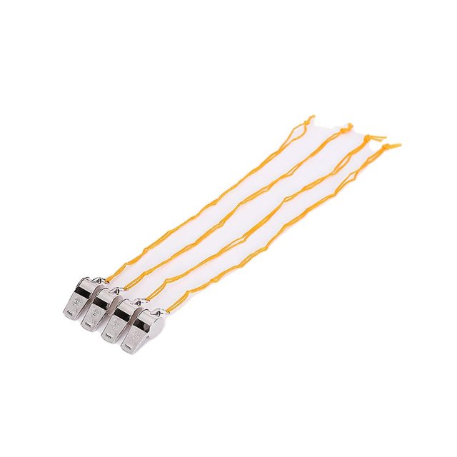 24 piezas de silbatos de metal con cordón, silbatos de entrenamiento de árbitros de competición, accesorios deportivos escolares para árbitros de salvavidas de playa