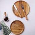 thumbnail image 4 of Dianhelloya NatureCraft Acacia Wood Round Serving Tray - Rustic Decorative Multi-Purpose Centerpiece with Raised Edge, Durable Coffee Table Tray for Home, Farmhouse, Office (2 Sizes: 5.91" & 7.87"), 4 of 8