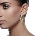 thumbnail image 2 of Gemini Women's 18K Gold Filled Crystal Big Round Hoop Pierced Earrings Valentine's Day Gifts Gm045Yg 1.5 inches, 2 of 5