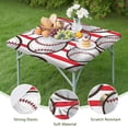 thumbnail image 4 of Red and White Striped Baseballs Pattern Square Fitted Tablecloth with Elastic Edge,Square Table Cover,Washable Elastic Table Cover for Home Kitchen Party Decor 36"x36", 4 of 6