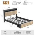 thumbnail image 4 of YYAo Boho Bed Frame Queen Size with Headboard, Rattan Bed Frame with Led Lights, Farmhouse Bed Frame with Storage, Charging Station and Cat Cabinet, NO Box Spring Needed, 4 of 8