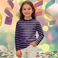 thumbnail image 2 of LPKRT Kids Striped Long Sleeve Shirt Tops Breathable Crewneck Tee Shirts Children spring Soft Comfy Loose Outfits Purple 9-10 Years, 2 of 4