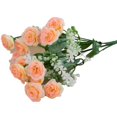thumbnail image 1 of PENGXIANG High-Grade Artificial Flowers Fake Flowers 5 Forks 15 Mini Roses for Home Decoration, 1 of 10
