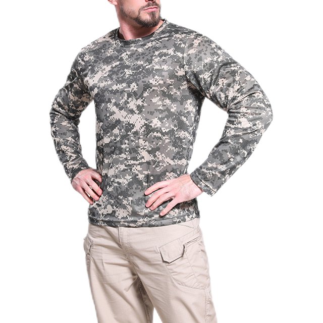 MAWCLOS T-shirt Décontracté pour Hommes à Imprimé Camouflage Sport Manches Longues Tactiques