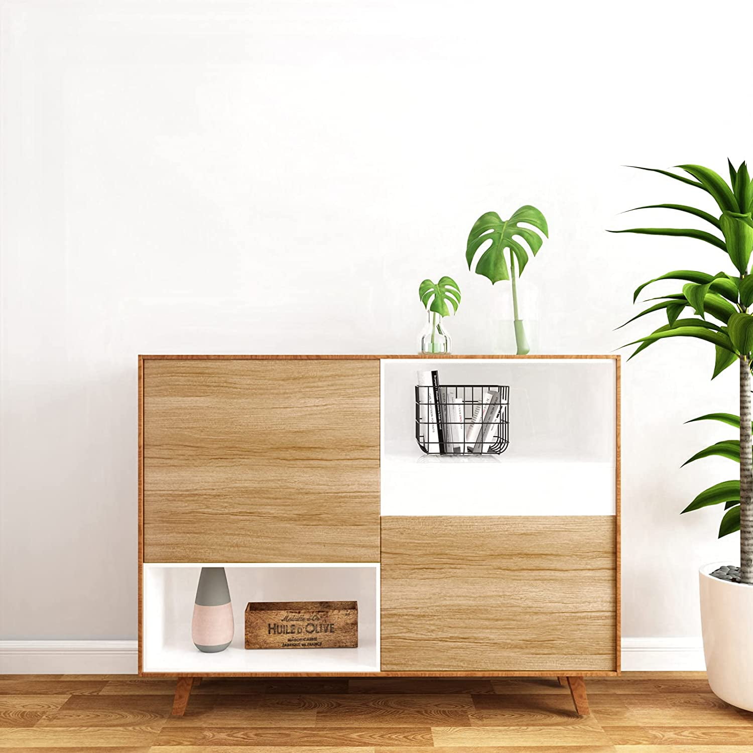 VEELIKE 15.7''x354'' Wood Wallpaper Waterproof Peel and Stick Wood Vinyl Film Self Adhesive Wallpaper Wood Removable Wood Grain Contact Paper Decorative Wall Covering for Cabinets Countertops Bedroom