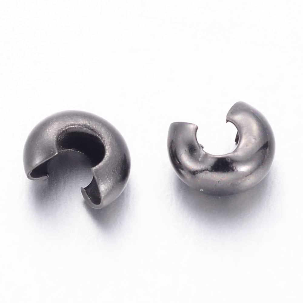2000pcs Brass Crimp Beads Covers Nickel Free Gunmetal Size: About 4mm In Diameter Hole: 1.5~1.8mm
