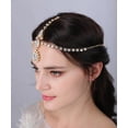 thumbnail image 2 of Bohemian Crystal Head Chain Rhinestone Teardrop Forehead Chain Belly Dancer Jewelry Wedding Headpiece Prom Party Festival Hair Accessories for Women (Gold), 2 of 11