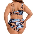 thumbnail image 4 of Agnes Orinda Women's Plus Size 2 Piece Bikini Sets Swimsuits Floral High Waisted Push Up Printed Beach Vacation Pool Party Bathing Suit 3X Black, 4 of 8