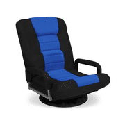 Vinso Swivel Gaming Chair 360 Degree Multipurpose Floor Chair Rocker for TV, Reading, Playing Video Games w/Lumbar Support, Armrest Handles, Adjustable Foldable Backrest - Black/Blue