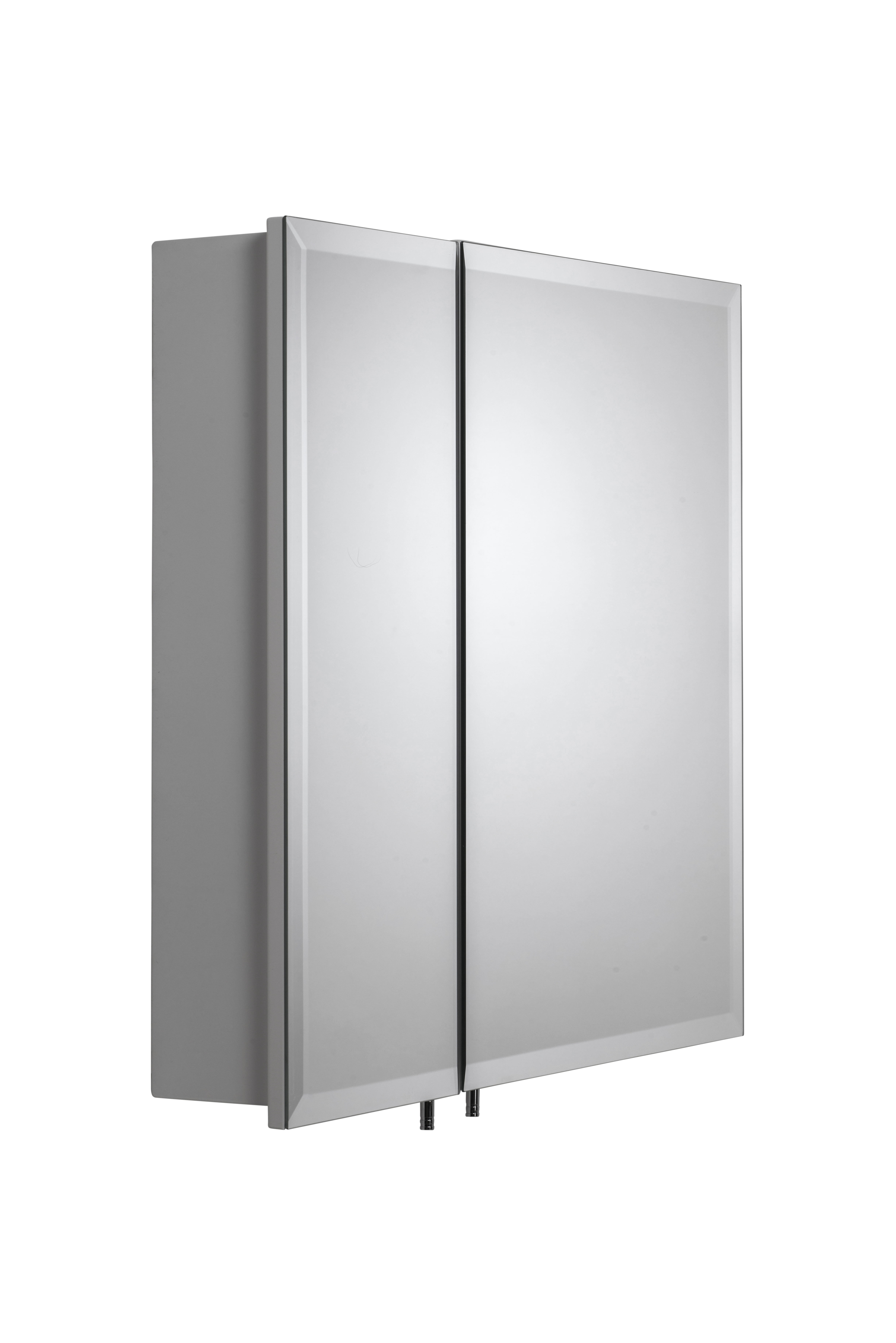 Croydex Oreille Square Double Door White Steel Medicine Cabinet, Mirror Doors (24X24in)