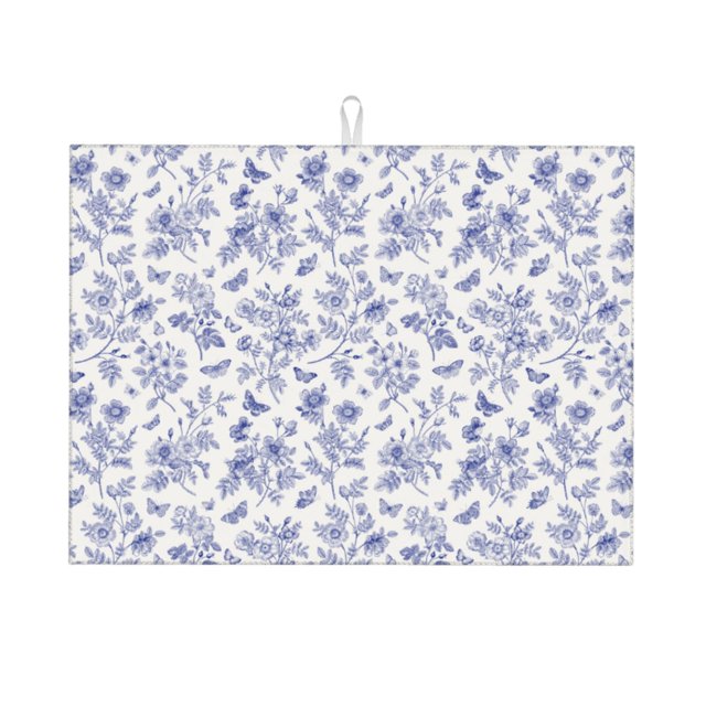 Balery Floral Butterfly Alfombrilla de Secado para Cocina, 18x24 Pulgadas, Súper Absorbente para Platos y Encimeras