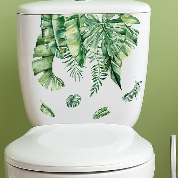 Dww-2pcs Autocollants De Toilette Feuille De Verdure, Sticker Mural Drle Pour Wc, Salle De Bain, Cuisine, Pvc