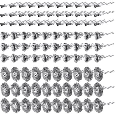 

120 Pcs Wire Brushes Set Stainless Steel Wire Wheels Pen Brushes Set Kit for Rust Polish Clean Stripping Sanding Tools