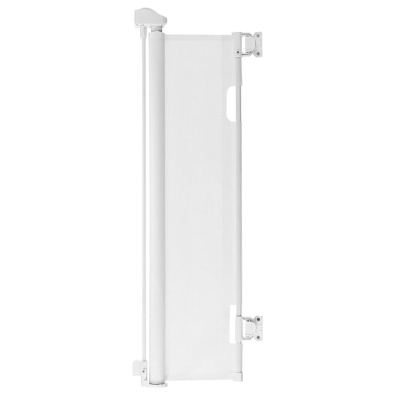 Retractable Baby Gate 72.8 Inch Wide 31.3 Inch Tall with Security Lock Easy Walk Through Mesh Dog Gate for Stairs Hallways Indoor Outdoor White