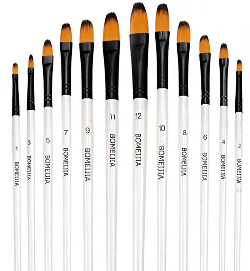 12pcs Paint Brush Set Flat Paint Brushes Multifunctional Paint Brushes Suitable for Watercolor and Face Painting DIY Art Crafts-Blue Art Brushes