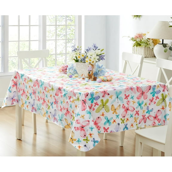 Newbridge Butterflies Are Free 52 x 52 inch Square Vinyl Flannel Backed Party Dining Tablecloth