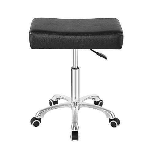 Nazalus Tabouret Pivotant Roulant Hauteur Réglable avec Roues Robuste pour Bureau Maison Comptoir Salon (Noir) (Noir, Sans Repose-Pieds)