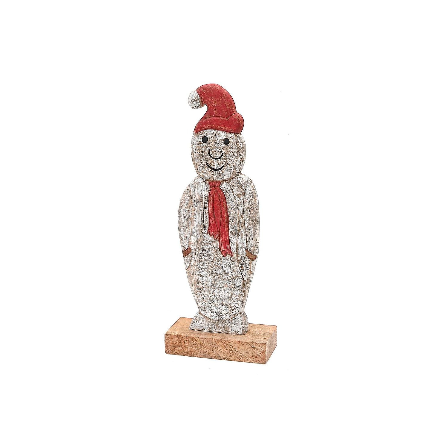 Christmas Mango Wood Snowman On Base