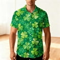 thumbnail image 4 of ZunFeo Mens St. Patrick's Day Green Short Sleeve Button Down Shirt Casual Relaxed Fit Watercolor Shamrock Camp Collar Top,Size 2XL, 4 of 8