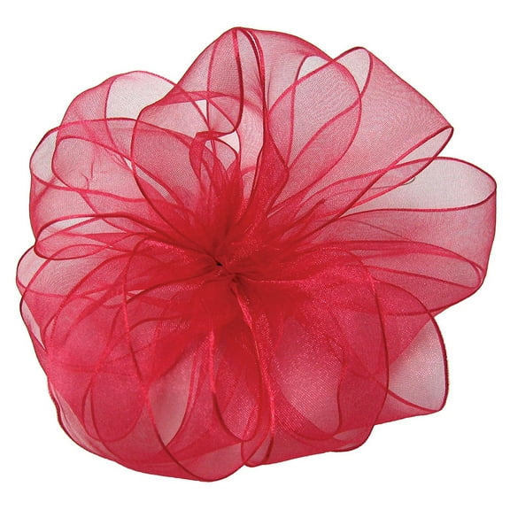 Offray Wired Edge Encore Sheer Craft Ribbon, 1-1/2-Inch Wide by 25-Yard Spool, Fuchsia