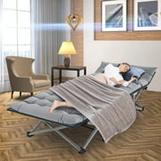 Slsy XL Folding Camping Cots with 3.3 inch 2 Sided Mattress, 75* 28 Sleeping Cot Guest Bed,Folding Bed Cot with Carry Bag