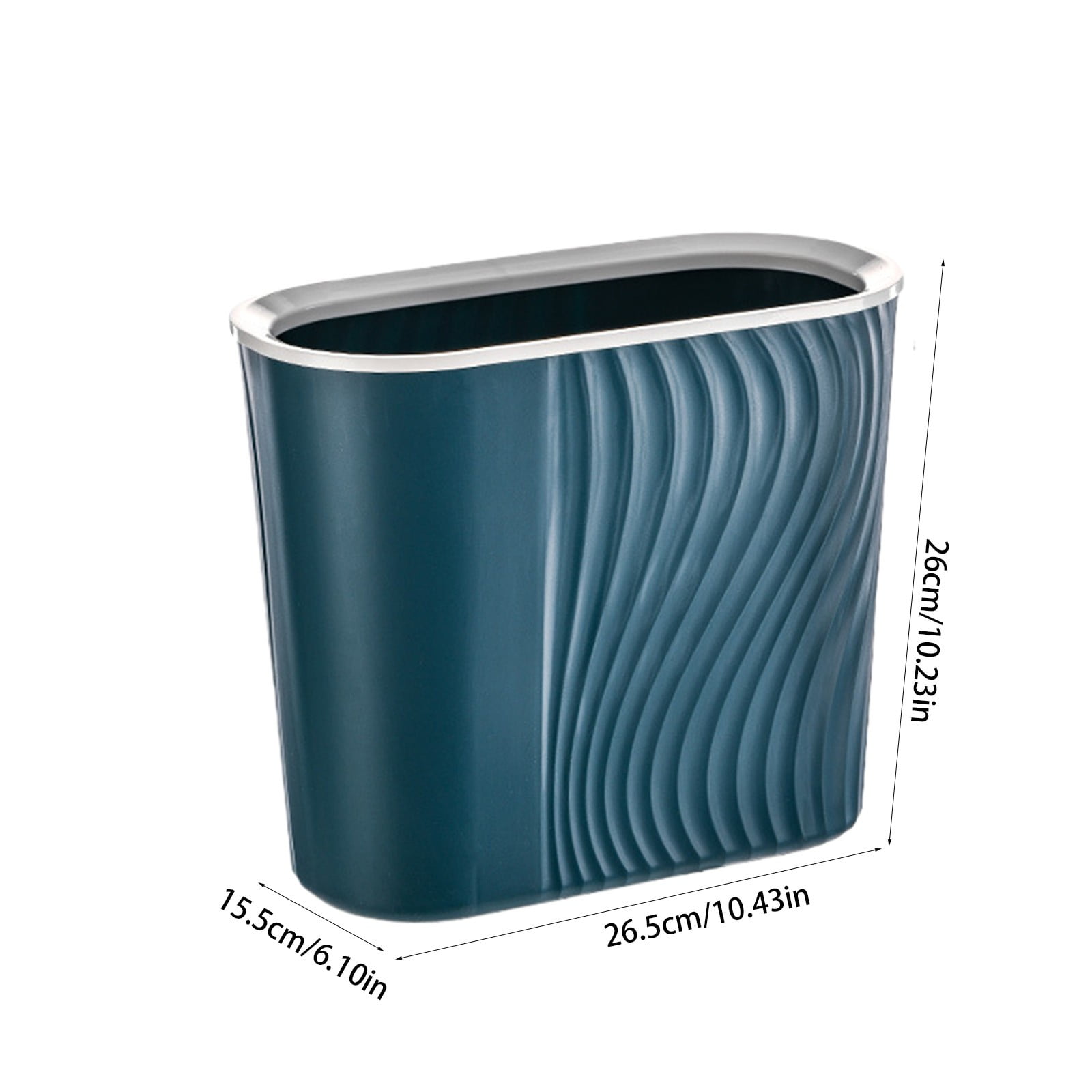 Cagogo Wastebasket, Plastic Trash Can, Striped Seamless Design for Home Kitchen Bathroom, Blue Gray White Small Garbage Bin for Office Garage Dorm