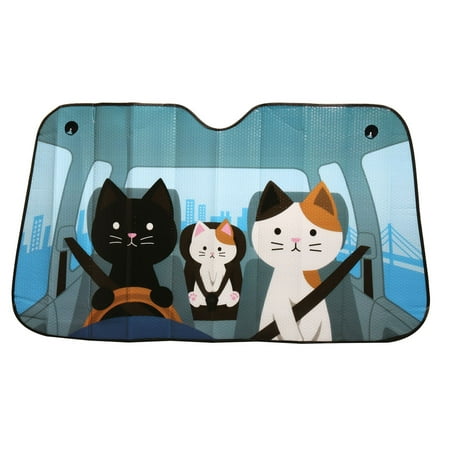 Comical Car Windshield Sun Shades - Cat Family, 55