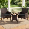 thumbnail image 4 of Costway 3 Piece Patio Furniture Set, Hand-Woven PE Wicker Conversation Set with Armchairs Mix Brown&Black, 4 of 10